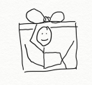 Person in a tiny gift box